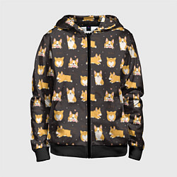 Детская толстовка на молнии Вельш корги бемброк - забавные щенки паттерн