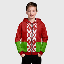 Толстовка на молнии детская Беларусь флаг, цвет: 3D-красный — фото 2