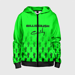 Толстовка на молнии детская Billie Eilish: Green Autograph, цвет: 3D-черный