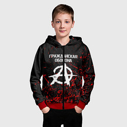 Толстовка на молнии детская ГРАЖДАНСКАЯ ОБОРОНА, цвет: 3D-красный — фото 2