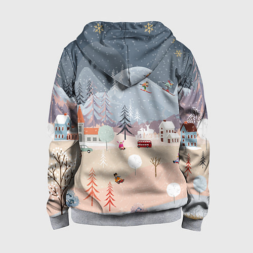 Детская толстовка на молнии Новогодние каникулы / 3D-Меланж – фото 2