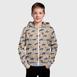 Толстовка на молнии детская Кони, цвет: 3D-меланж — фото 2