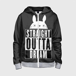 Толстовка на молнии детская Тоторо Straight outta dream, цвет: 3D-меланж