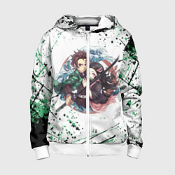 Толстовка на молнии детская KIMETSU NO YAIBA, цвет: 3D-белый