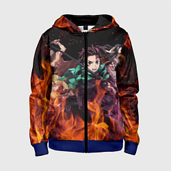 Толстовка на молнии детская KIMETSU NO YAIBA, цвет: 3D-синий
