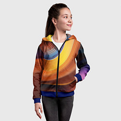 Толстовка на молнии детская Плавные Линии, цвет: 3D-синий — фото 2