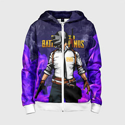 Толстовка на молнии детская PUBG, цвет: 3D-белый