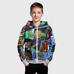 Толстовка на молнии детская Terraria, цвет: 3D-меланж — фото 2