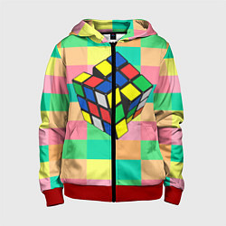 Толстовка на молнии детская Кубик Рубика, цвет: 3D-красный