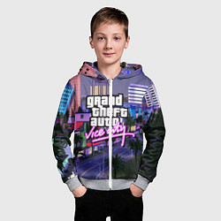 Толстовка на молнии детская Grand Theft Auto Vice City, цвет: 3D-меланж — фото 2