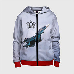 Толстовка на молнии детская ВВС России, цвет: 3D-красный