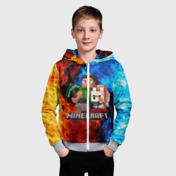 Толстовка на молнии детская MINECRAFT, цвет: 3D-меланж — фото 2