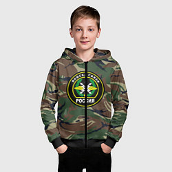 Толстовка на молнии детская Войска связи, цвет: 3D-черный — фото 2