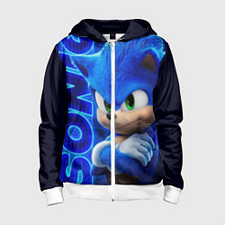 Толстовка на молнии детская SONIC, цвет: 3D-белый