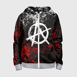 Толстовка на молнии детская АНАРХИЯ, цвет: 3D-меланж