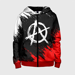 Толстовка на молнии детская АНАРХИЯ, цвет: 3D-красный
