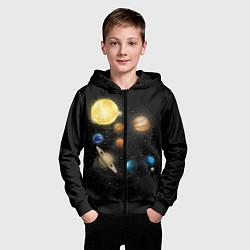 Толстовка на молнии детская Солнечная Система, цвет: 3D-черный — фото 2