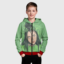 Толстовка на молнии детская Billie Eilish, цвет: 3D-красный — фото 2