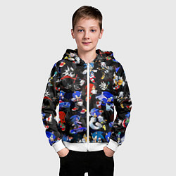 Толстовка на молнии детская Sonic паттерн, цвет: 3D-белый — фото 2