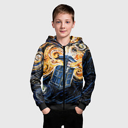 Толстовка на молнии детская Van Gogh Tardis, цвет: 3D-черный — фото 2