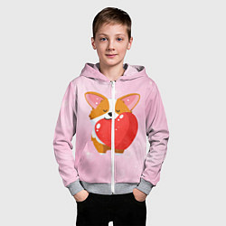 Толстовка на молнии детская Милый корги, цвет: 3D-меланж — фото 2