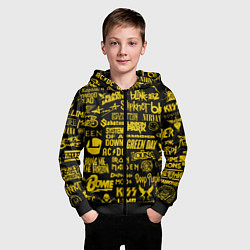 Толстовка на молнии детская Логотипы рок групп GOLD, цвет: 3D-черный — фото 2