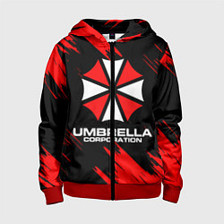 Толстовка на молнии детская Umbrella Corporation, цвет: 3D-красный