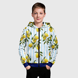 Толстовка на молнии детская Лимоны, цвет: 3D-синий — фото 2