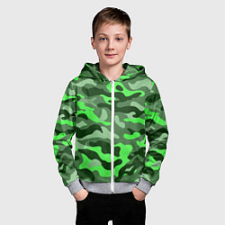 Толстовка на молнии детская CAMOUFLAGE GREEN, цвет: 3D-меланж — фото 2