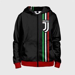 Толстовка на молнии детская JUVENTUS, цвет: 3D-красный