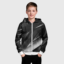 Толстовка на молнии детская GEOMETRY STRIPES BLACK & WHITE, цвет: 3D-белый — фото 2