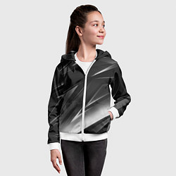 Толстовка на молнии детская GEOMETRY STRIPES BLACK & WHITE, цвет: 3D-белый — фото 2