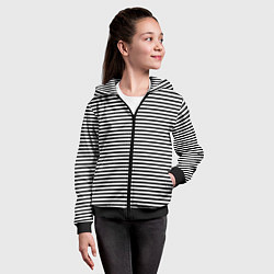 Толстовка на молнии детская В ЧЕРНО-БЕЛУЮ ПОЛОСКУ, цвет: 3D-черный — фото 2