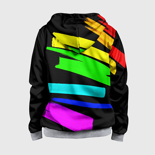 Детская толстовка на молнии НЕОНОВЫЕ КРАСКИ / 3D-Меланж – фото 2
