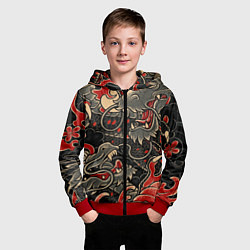 Толстовка на молнии детская Dsquared tatoo DRAGON, цвет: 3D-красный — фото 2