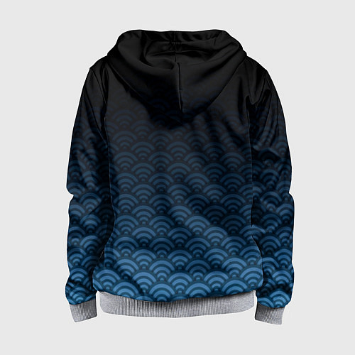Детская толстовка на молнии Узор круги темный синий / 3D-Меланж – фото 2