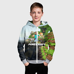 Толстовка на молнии детская Minecraft, цвет: 3D-меланж — фото 2