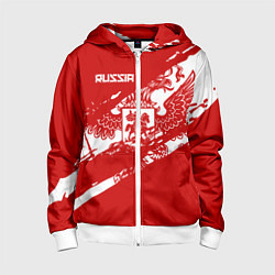 Толстовка на молнии детская Russia, цвет: 3D-белый