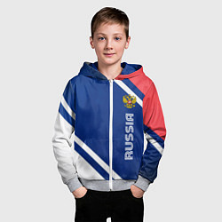 Толстовка на молнии детская RUSSIA SPORT, цвет: 3D-меланж — фото 2