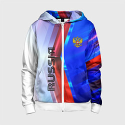 Толстовка на молнии детская RUSSIA SPORT, цвет: 3D-белый