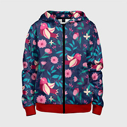 Толстовка на молнии детская Арт джунгли, цвет: 3D-красный