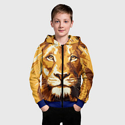 Толстовка на молнии детская Взгляд льва, цвет: 3D-синий — фото 2