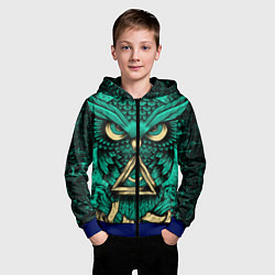 Толстовка на молнии детская Тотемная сова, цвет: 3D-синий — фото 2