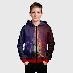 Толстовка на молнии детская Гитара огня, цвет: 3D-красный — фото 2