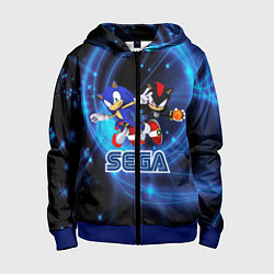Толстовка на молнии детская Sonic SEGA, цвет: 3D-синий