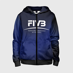 Толстовка на молнии детская FIVB Volleyball, цвет: 3D-черный