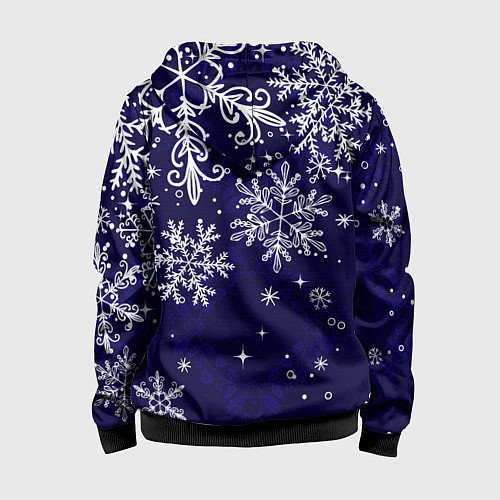 Детская толстовка на молнии Новогодние снежинки / 3D-Черный – фото 2