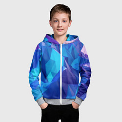 Толстовка на молнии детская NEON CRYSTALLS, цвет: 3D-меланж — фото 2