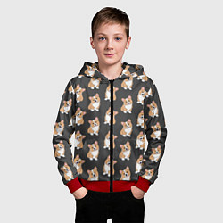 Толстовка на молнии детская Корги малыши, цвет: 3D-красный — фото 2