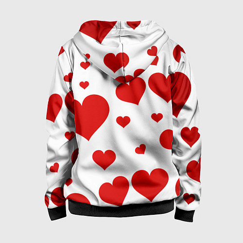 Детская толстовка на молнии Сердечки / 3D-Черный – фото 2
